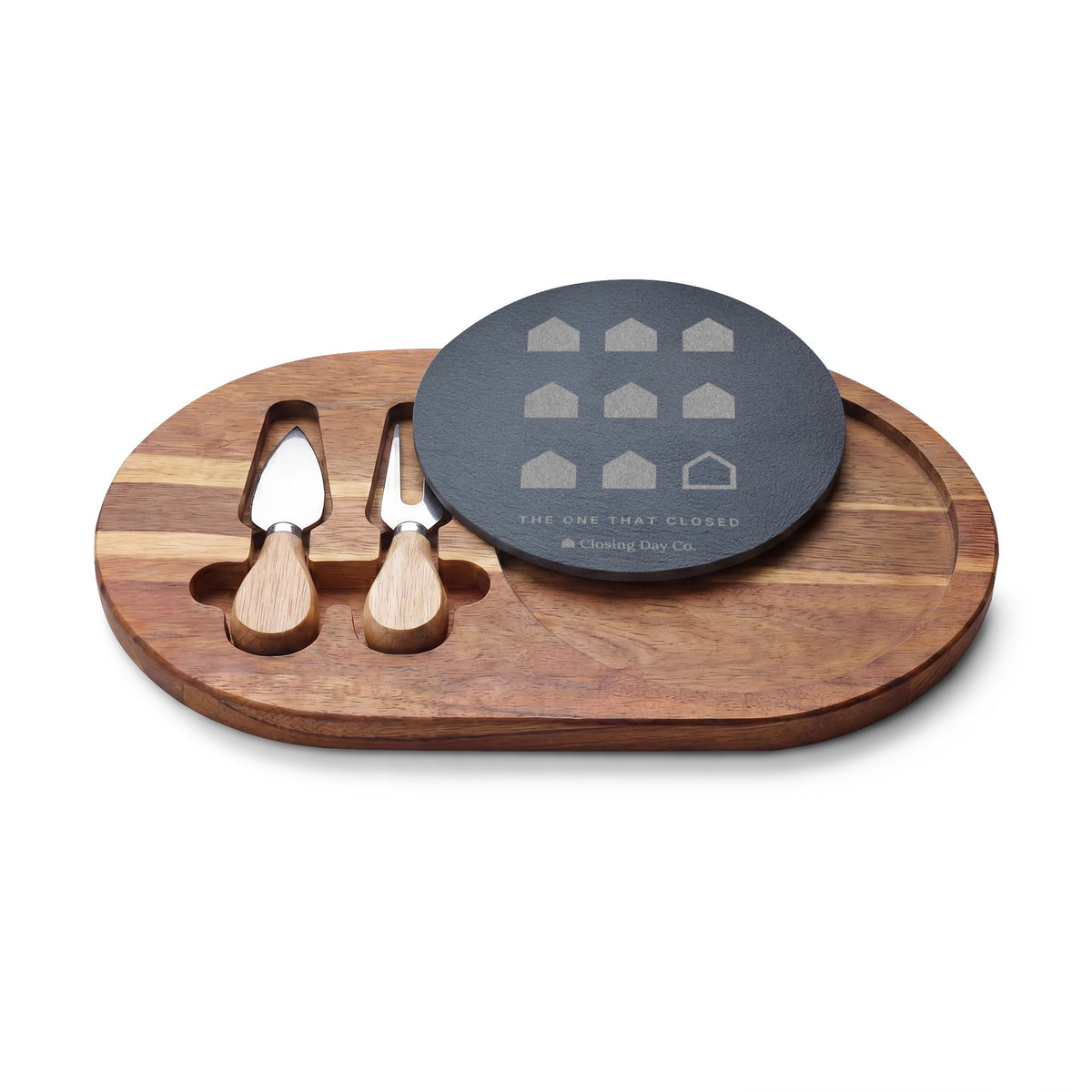 The One That Closed engraved charcuterie board by Closing Day Co.