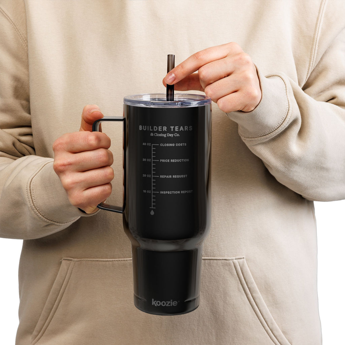 Builder Tears engraved 40oz tumbler by Closing Day Co.
